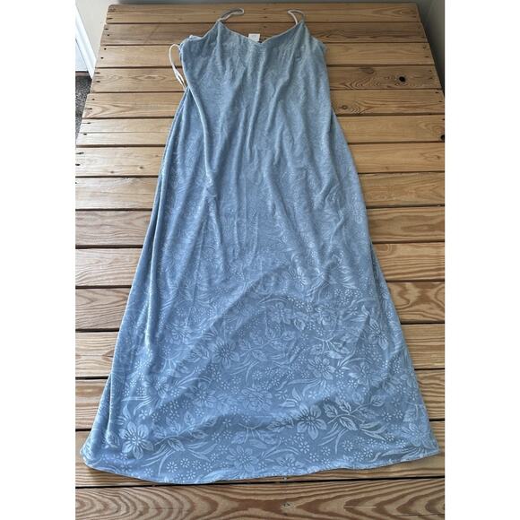 NWT Vintage Hugo Buscati Sleeveless Velour Floral Dress Size XL Women’s Blue - Picture 1 of 8